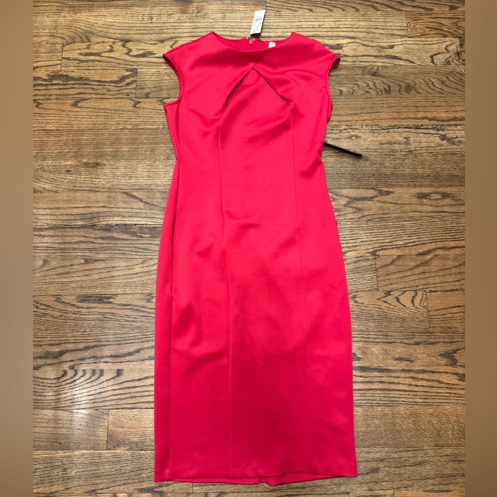 New York & Company Hot Pink Midi Stretch Pencil Dress, Small—NWT